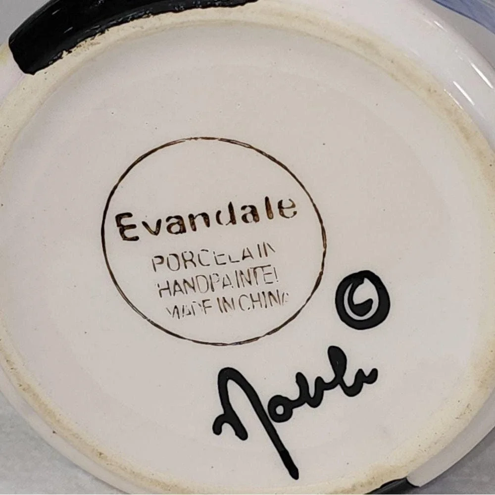 Vintage Evandale Hand Painted Porcelain Pitcher Vase 7.5in Abstract Art Signed